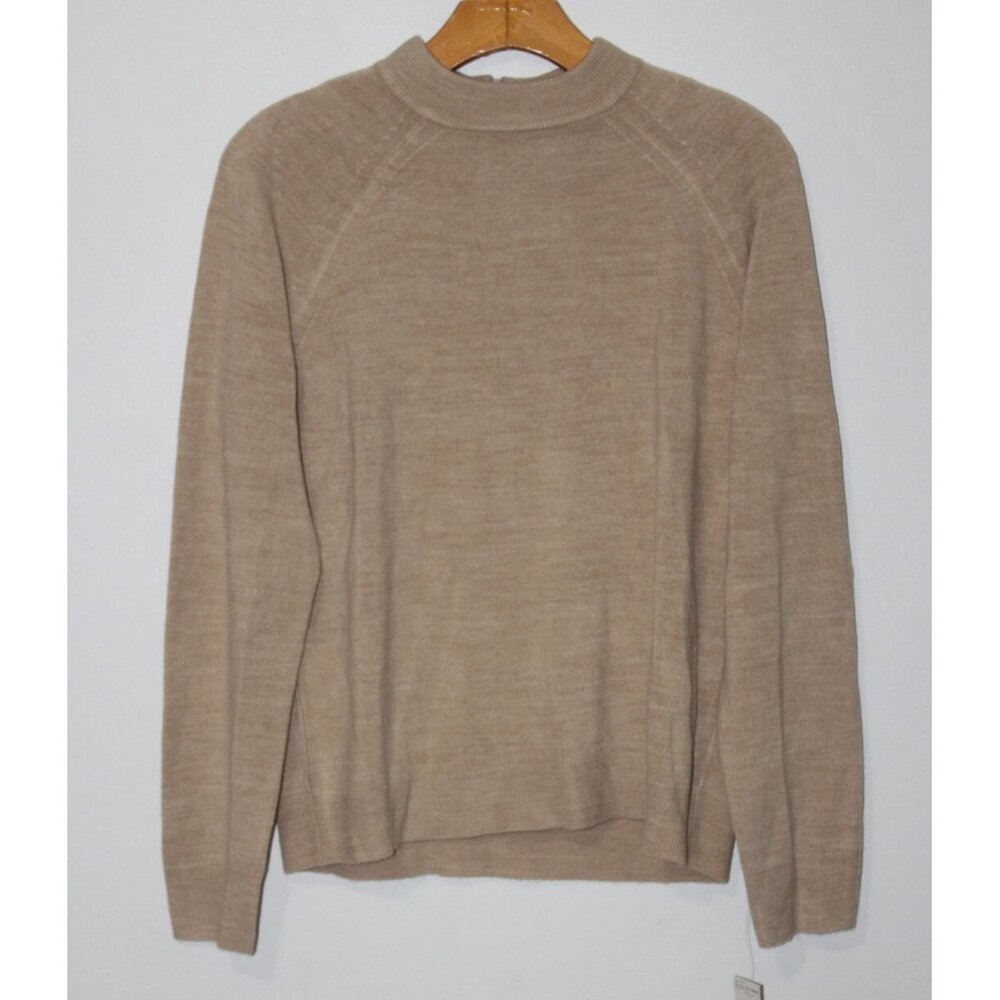 Karen Scott Womens Beige Long Sleeve Zipper Back Sweater M NWT
